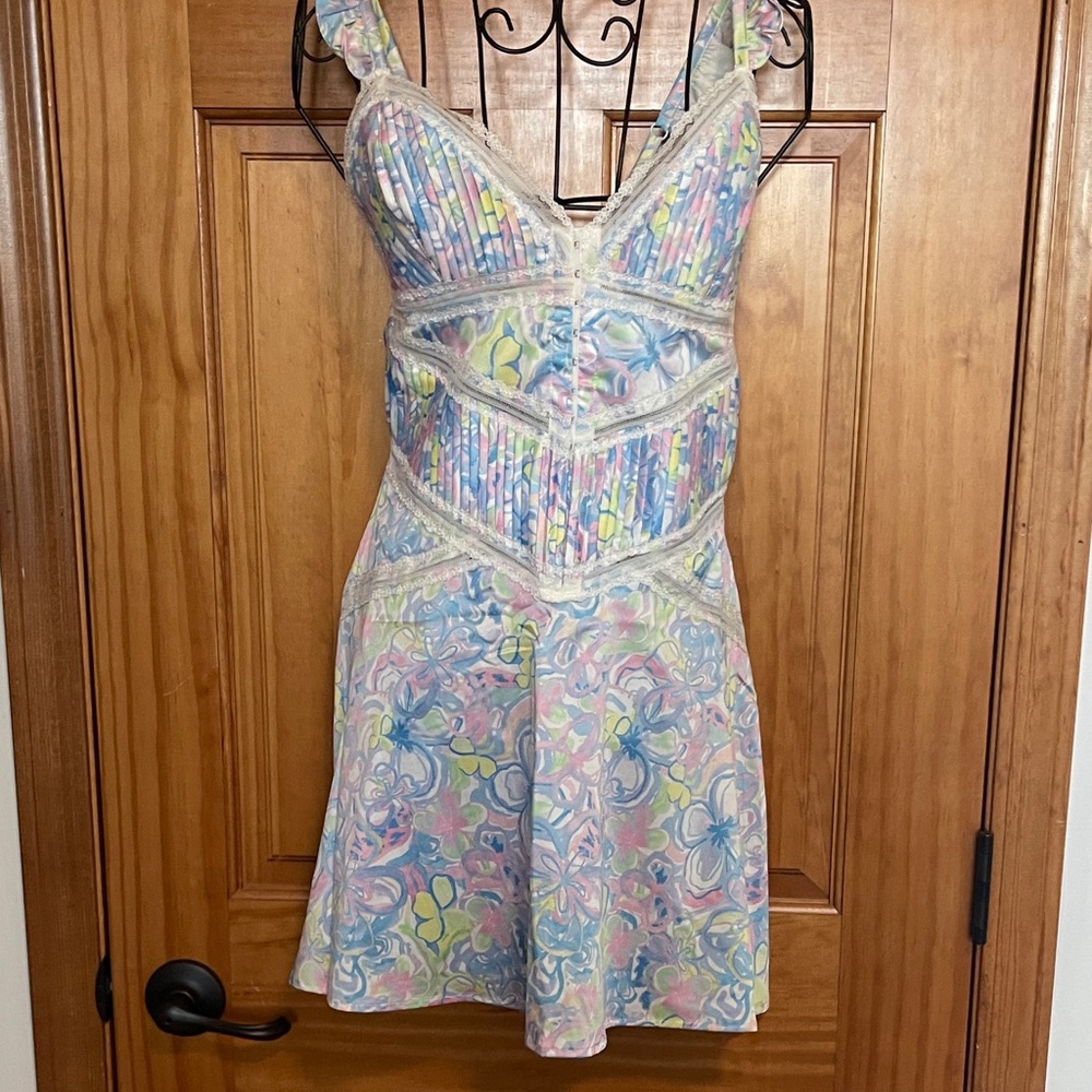 NWT For Love And Lemons Floral & Lace Mini Dress Size M